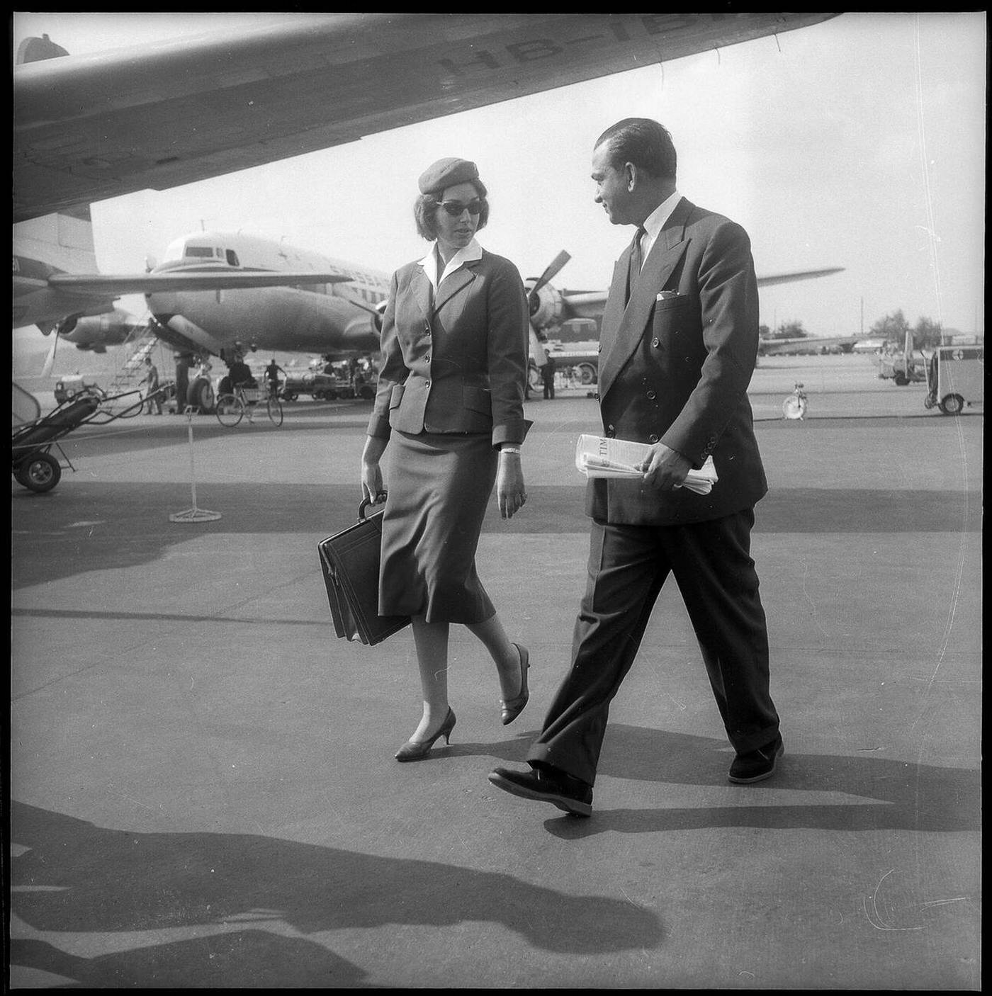 Maharadsha From Jaipur With A Stewardess In Kloten, 1958.
