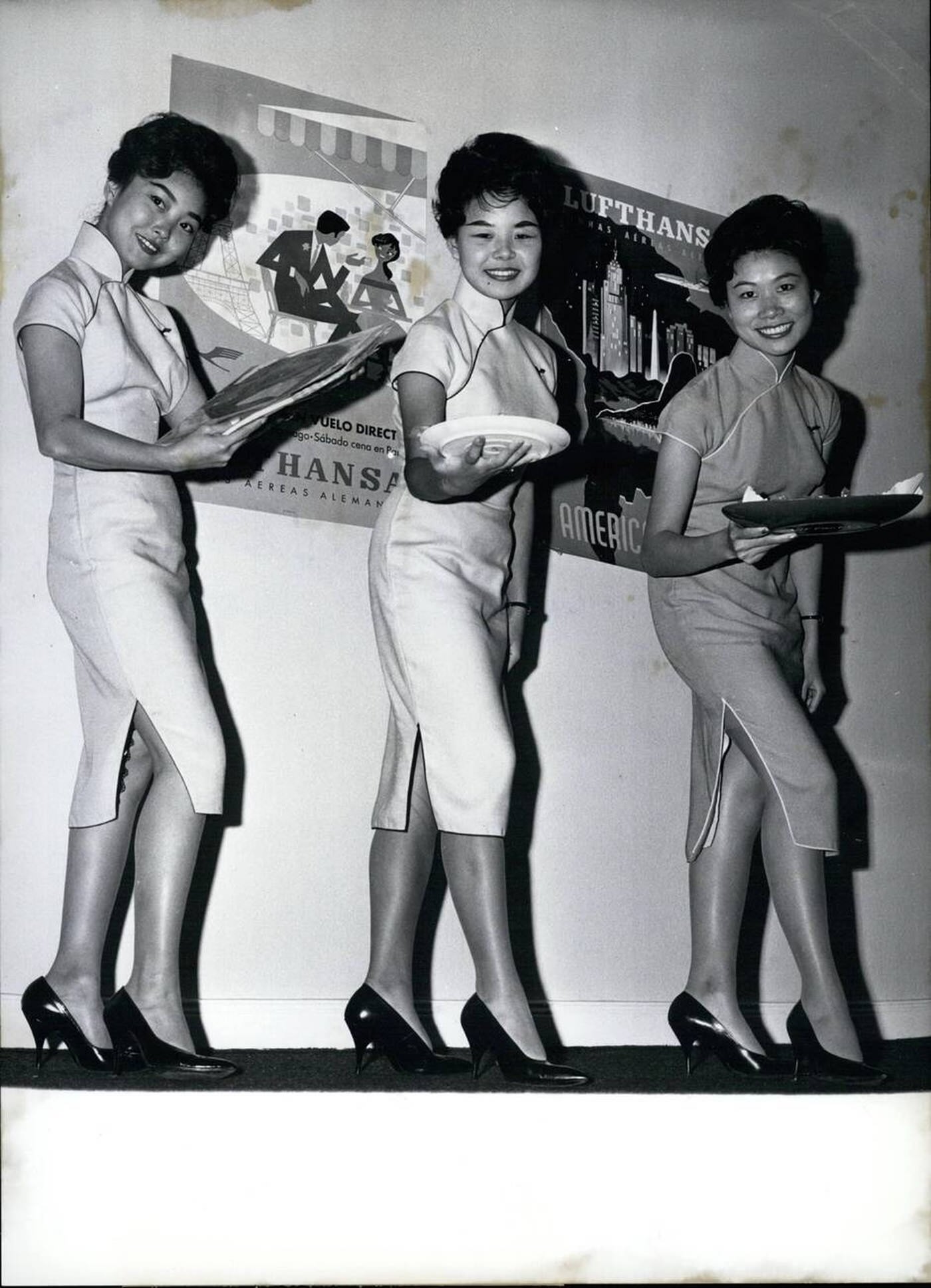 Chinese Stewardesses From Hongkong On German Air-Lines, 1960.