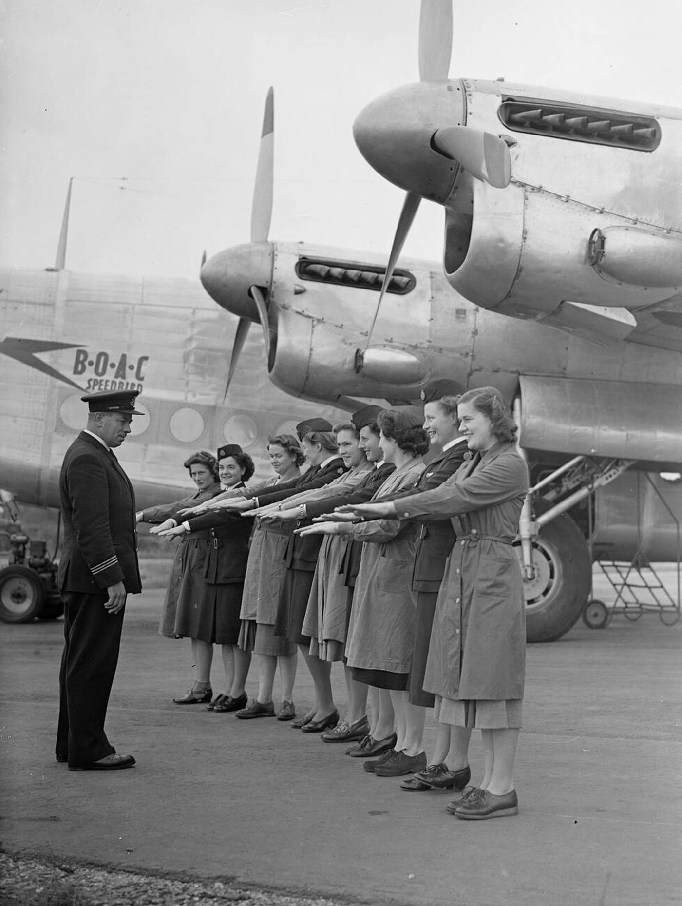 At The B.o.a.c. Staff Training School At Hurn Airport , Girls Undergoing Instruction In The Duties Of A B.o.a.c. Stewardess Are Taught The Best Way Of Preserving Food With The Aid Of Refrigerators, 1948.