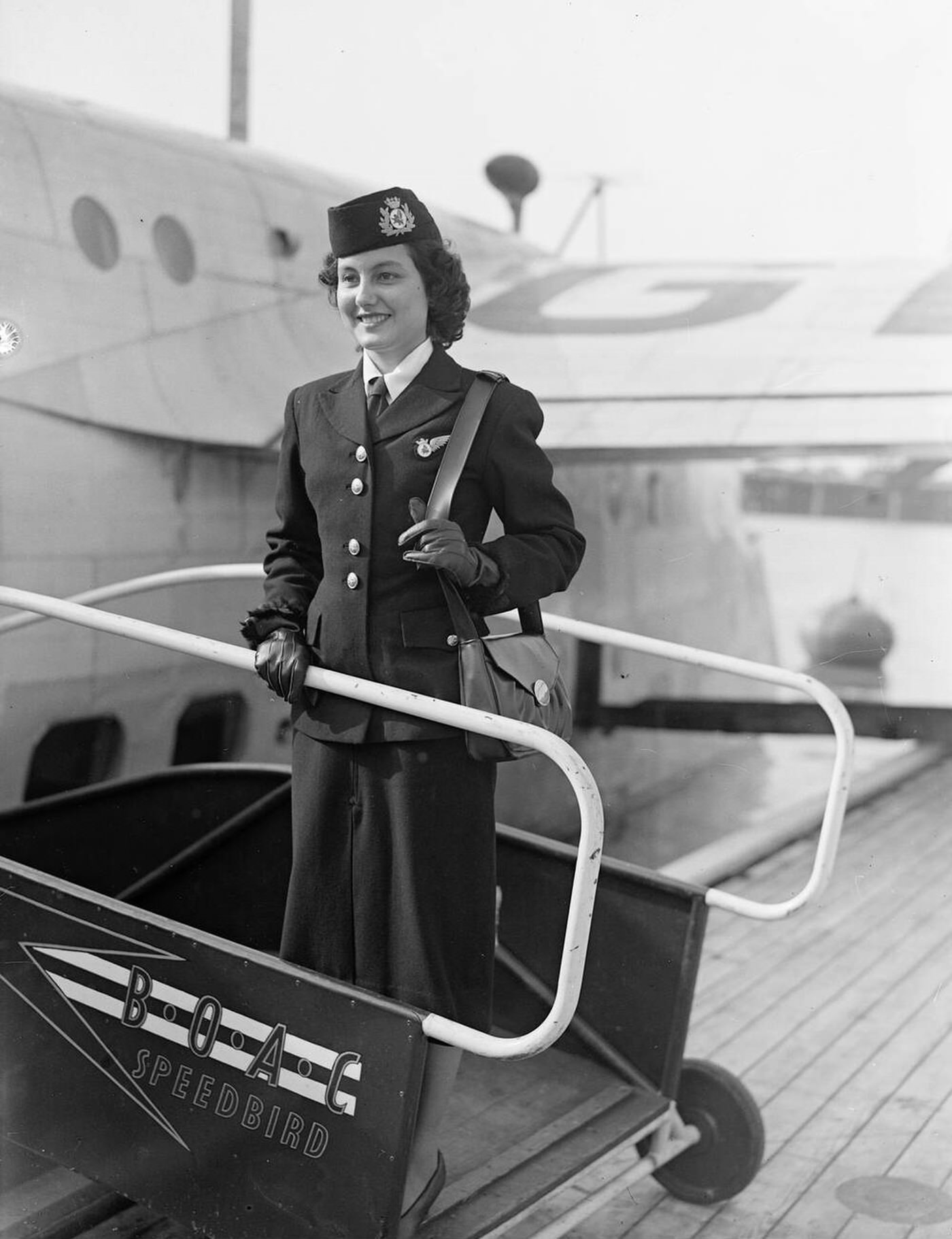 B.o.a.c. Stewardess Thelma Franco Has Just Completed A Two Weeks Course At B.o.a.c.., Hurn Airport On Her First Visit To England, 1948.