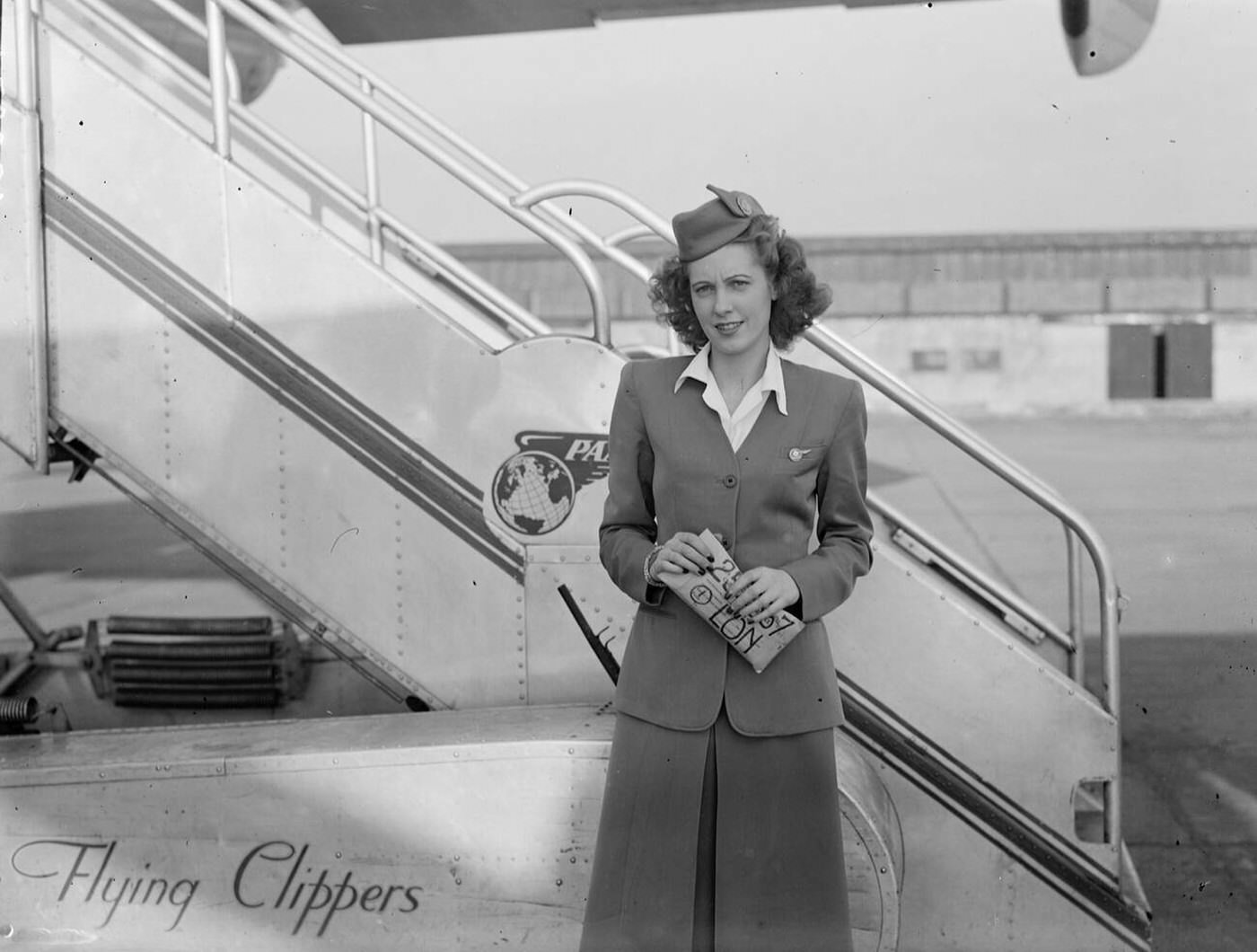 Stewardess Mary Lynch With The Capsules Of The Drug Duomycin For Lady Portal, 1949.