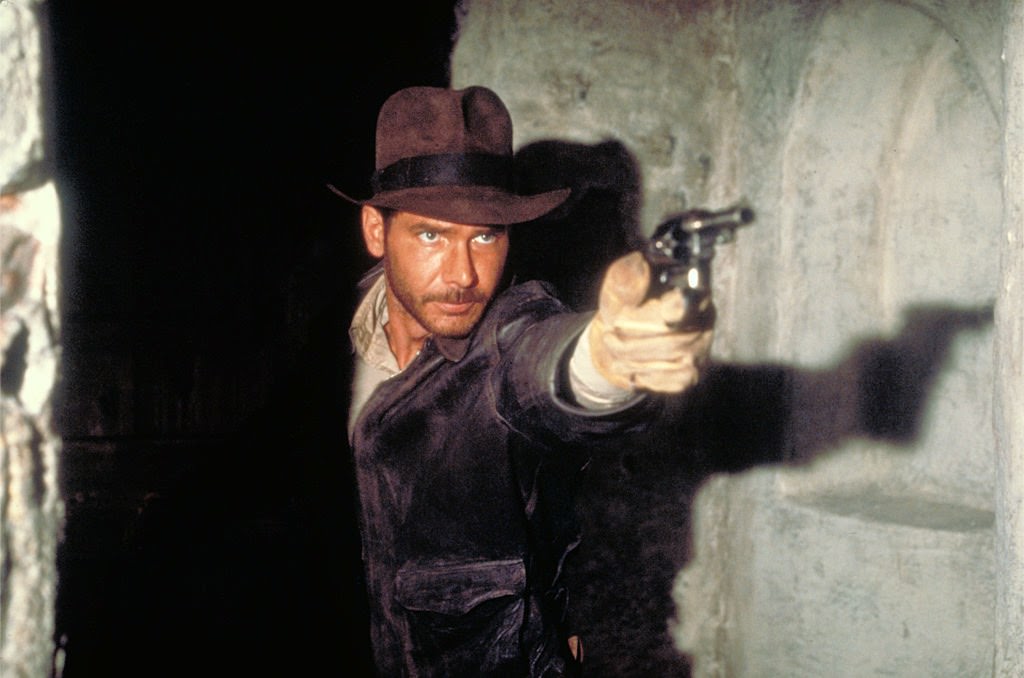 Harrison Ford Holds Indiana Jones' .455 Smith &Amp;Amp; Wesson Revolver In &Amp;Quot;Raiders Of The Lost Ark&Amp;Quot;, 1981.