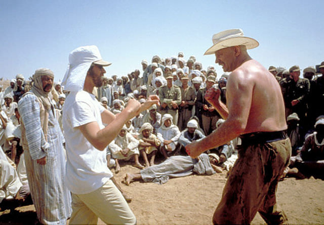 Spielberg And Stuntman Pat Roach (Also A Professional Wrestler) Choreographing The Big Boxing Scene