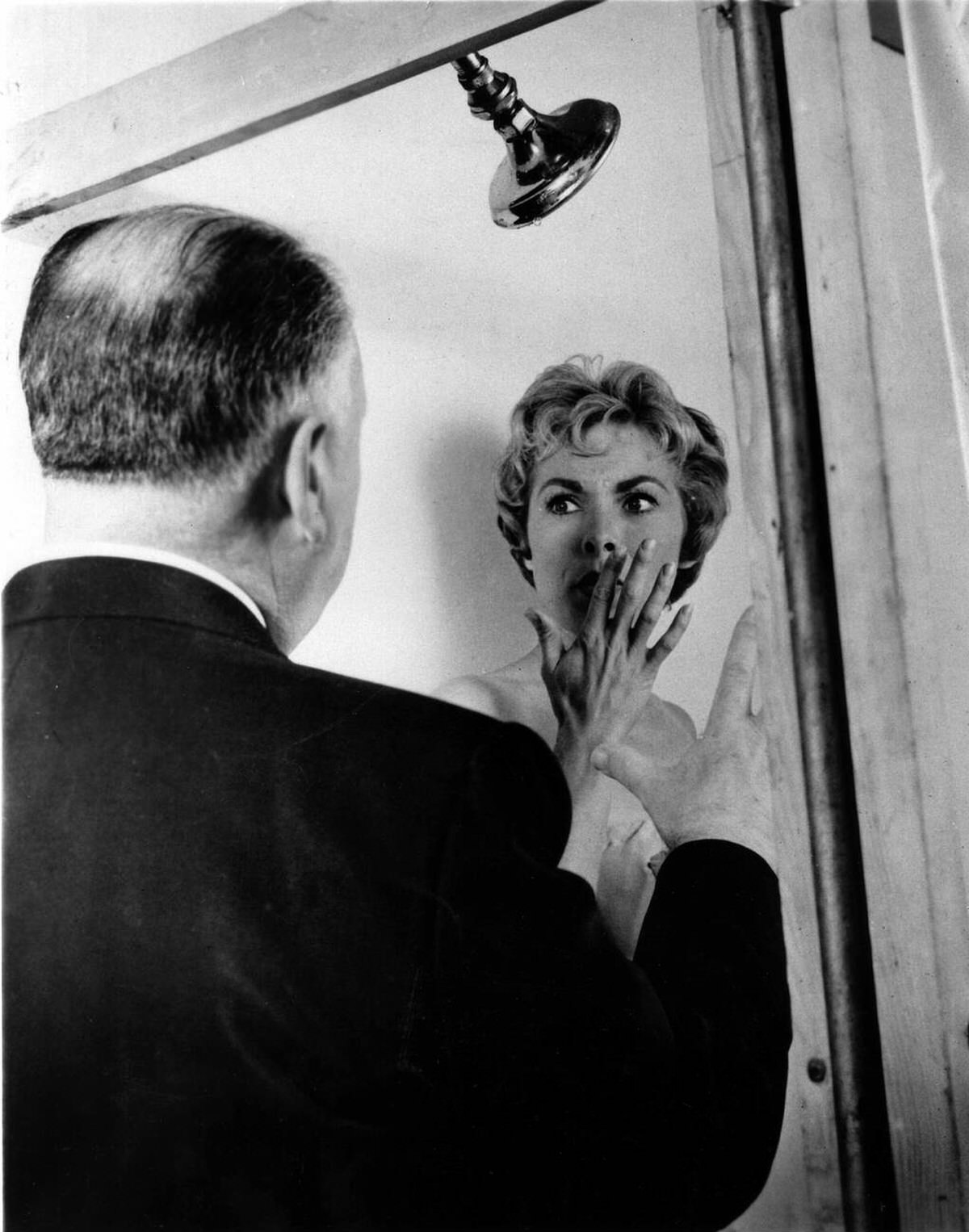 Alfred Hitchcock With Janet Leigh On The Set Of Psycho, 1960.