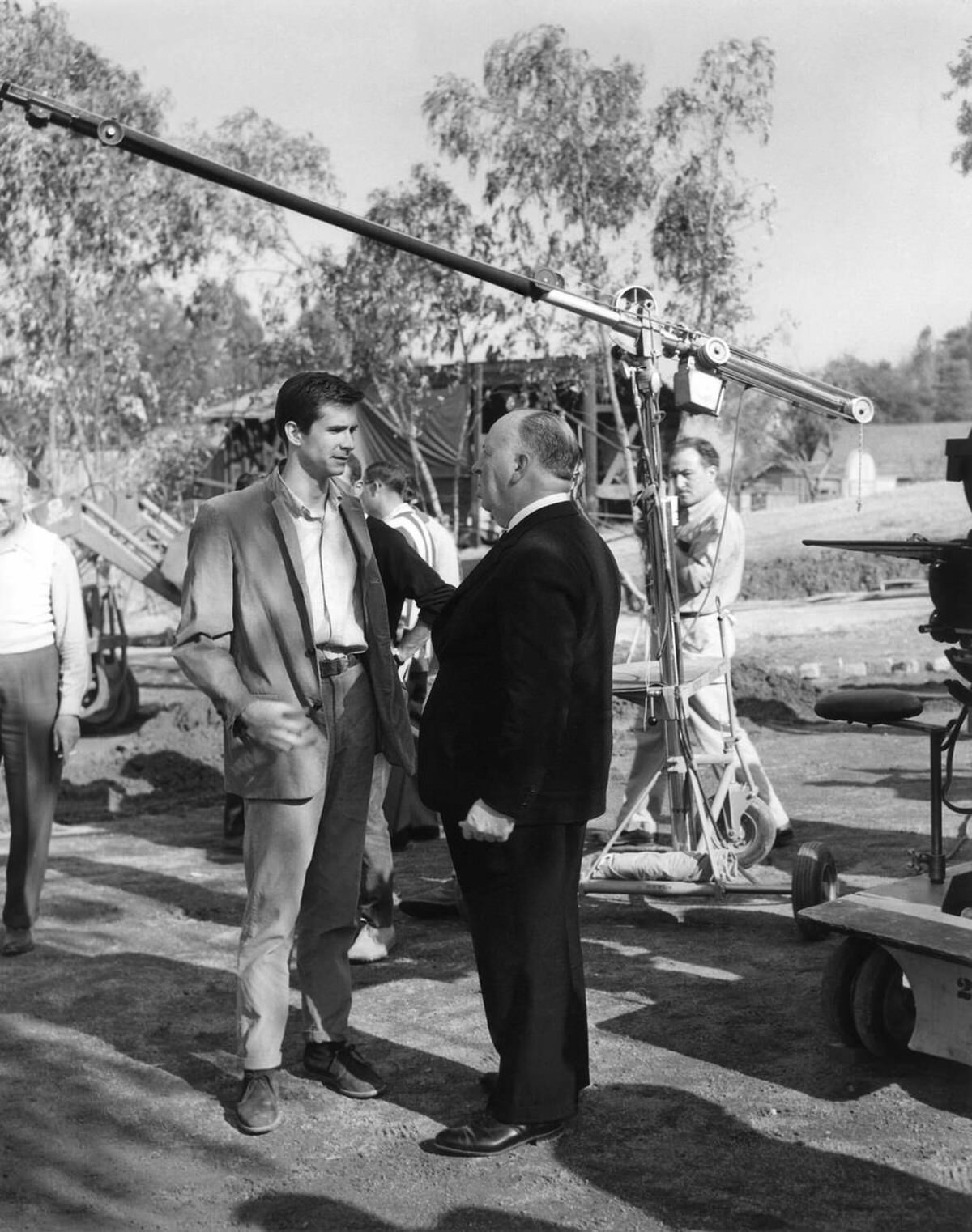 Anthony Perkins And Alfred Hitchcock On The Set Of Psycho, 1960.