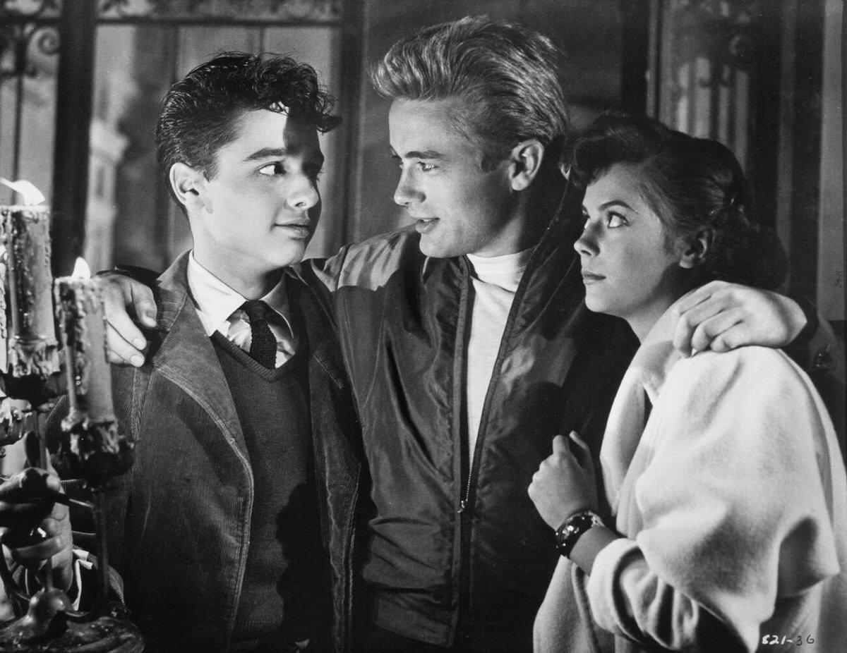 Sal Mineo, James Dean, And Natalie Wood On The Set Of &Amp;Quot;Rebel Without A Cause&Amp;Quot;, 1955.