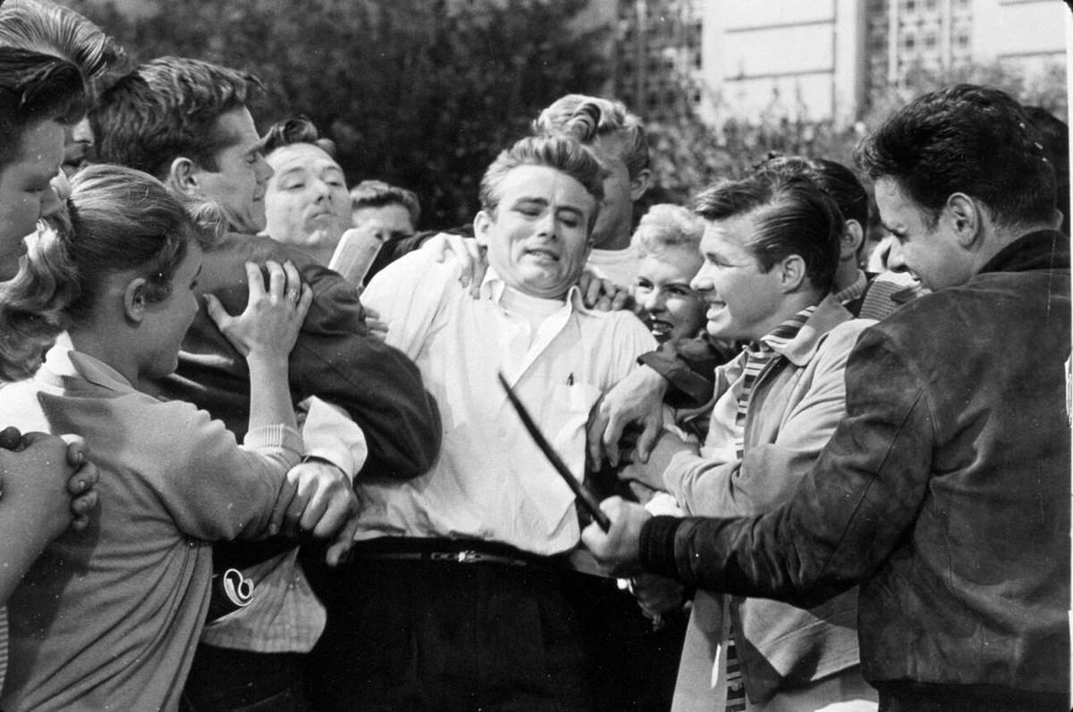 James Dean In A Fight Scene In &Amp;Quot;Rebel Without A Cause&Amp;Quot;, 1955.