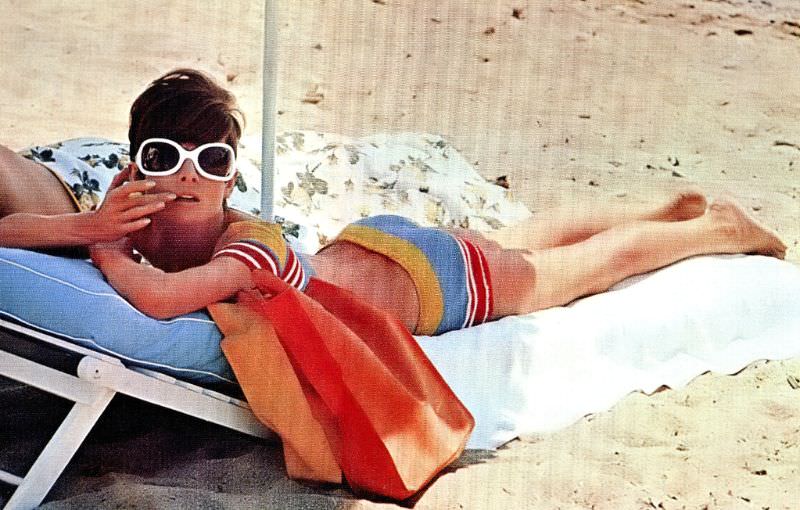 Audrey Hepburn Wearing A Miss Dior Sunsuit For Two For The Road, 1966