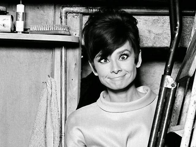 Audrey Hepburn Acting Goofy For The Camera.
