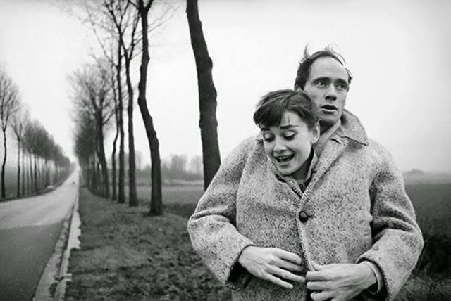 Audrey Hepburn And Mel Ferrer On A Country Road Outside Paris, 1956