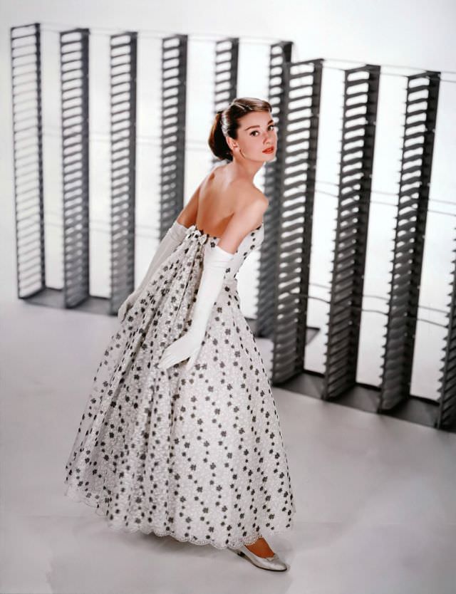 Audrey Hepburn Wearing A Givenchy Gown For Funny Face, 1956
