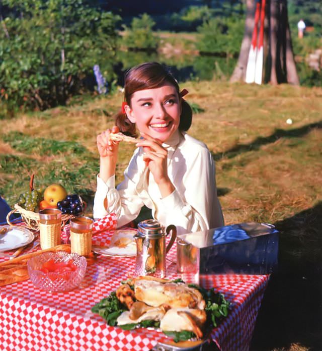 Audrey Hepburn On Location At The Château De Vitry For Love In The Afternoon, 1957