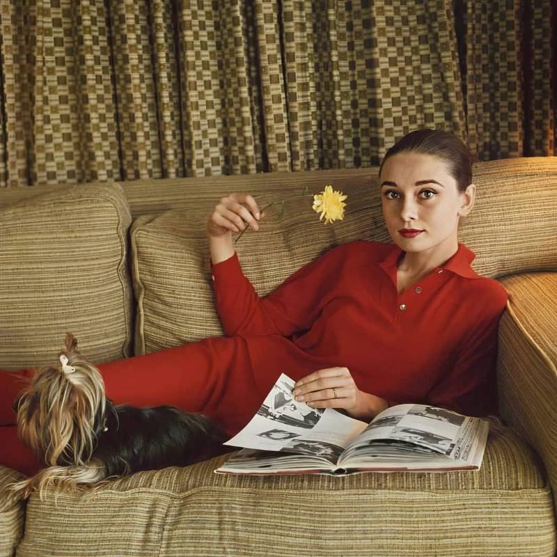 Audrey Hepburn And Mr. Famous At Home, 1958