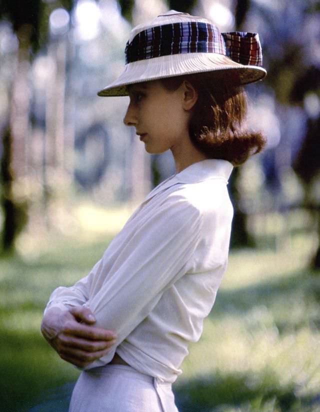 Audrey Hepburn Wearing A Straw Pith Helmet On Location In The Belgian Congo For The Nun'S Story, 1958