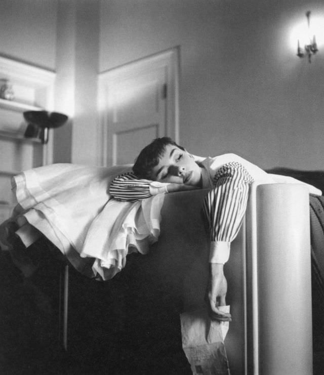 Audrey Hepburn Resting In Her Hotel Room In Los Angeles While On Tour For Gigi, 1953