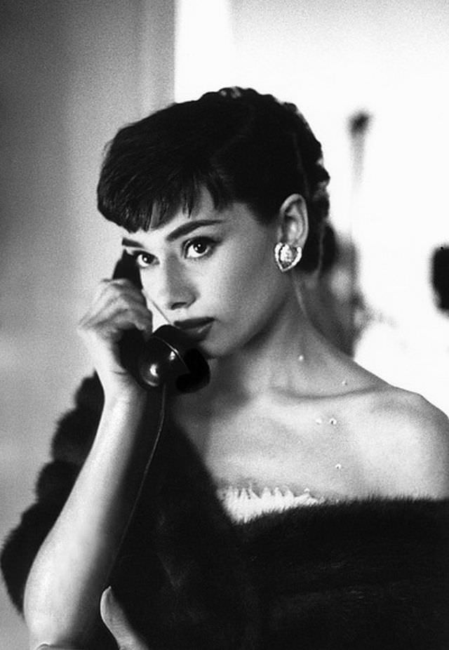 Audrey Hepburn On The Telephone At Paramount Studios, 1953