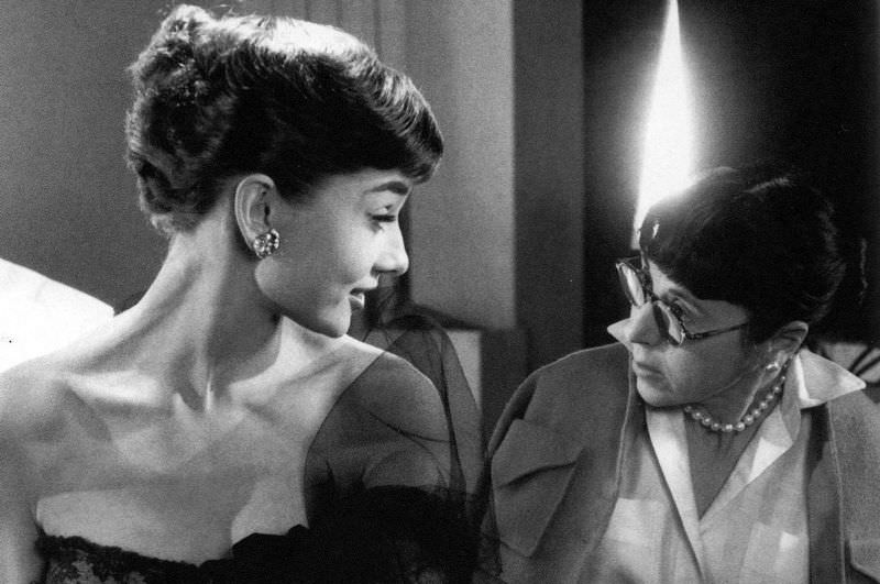 Audrey Hepburn With Edith Head On The Set Of Roman Holiday, 1953