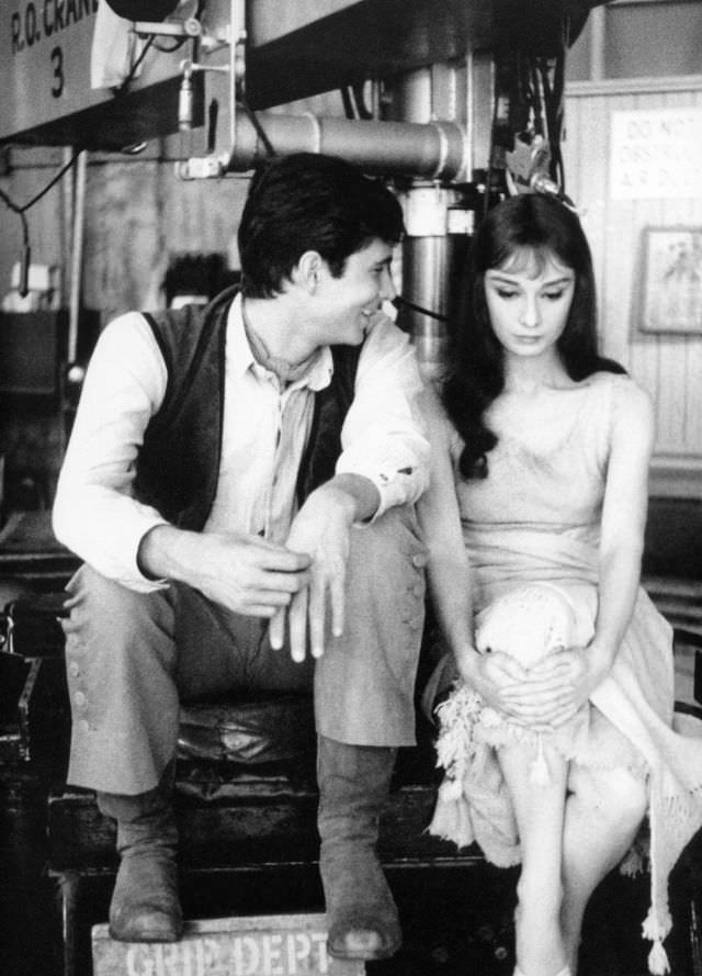 Anthony Perkins And Audrey Hepburn On The Set Of Green Mansions, 1958