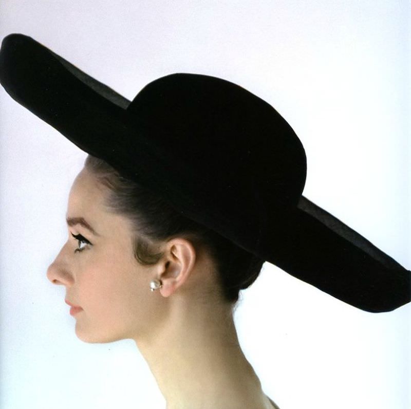 Audrey Hepburn Wearing A Wide-Brimmed Givenchy Hat, 1962
