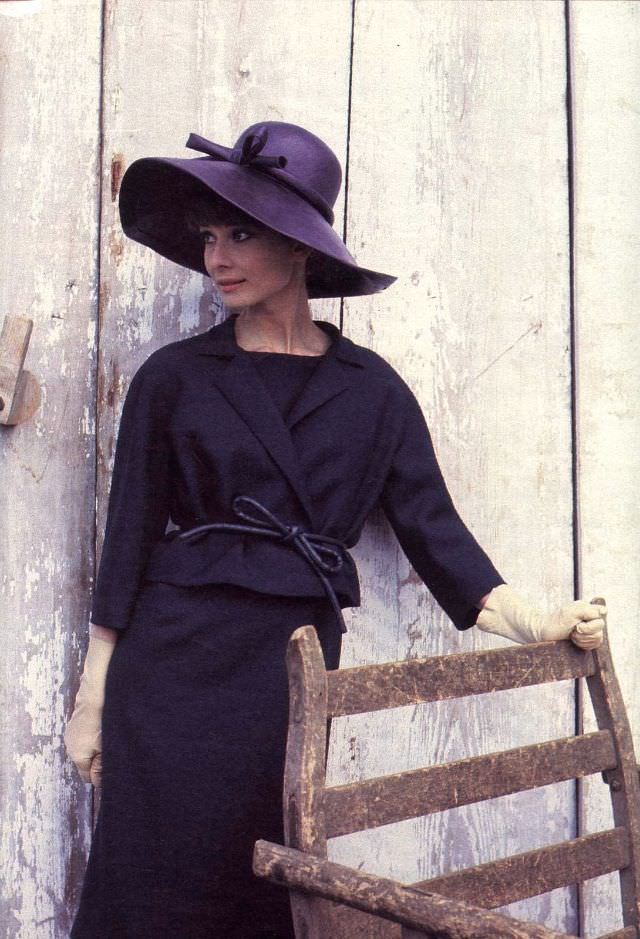 Audrey Hepburn Wearing A Givenchy Suit And Hat For French Elle, 1962