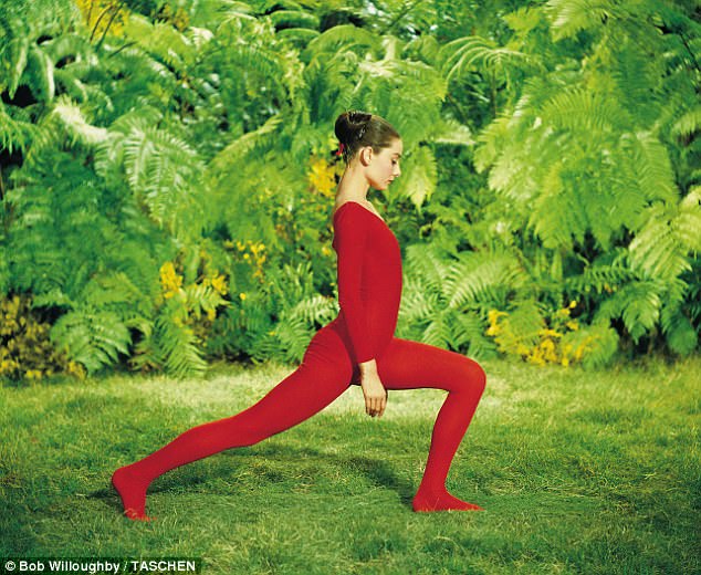 Audrey Hepburn Wearing A Red Leotard In The Garden, 1960S