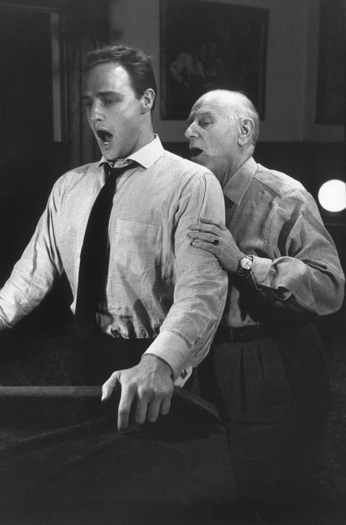 Marlon Brando Practices With His Singing Coach For His Role In &Amp;Quot;Guys And Dolls,&Amp;Quot; Goldwyn Studios, 1955.