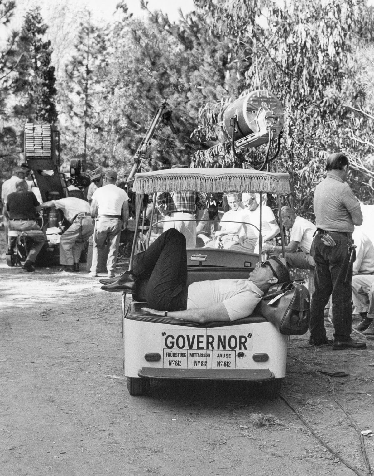 Director Blake Edwards Grabs A Nap In A Golf Cart On Location In Salzburg, Germany, For &Amp;Quot;The Great Race,&Amp;Quot; 1964.