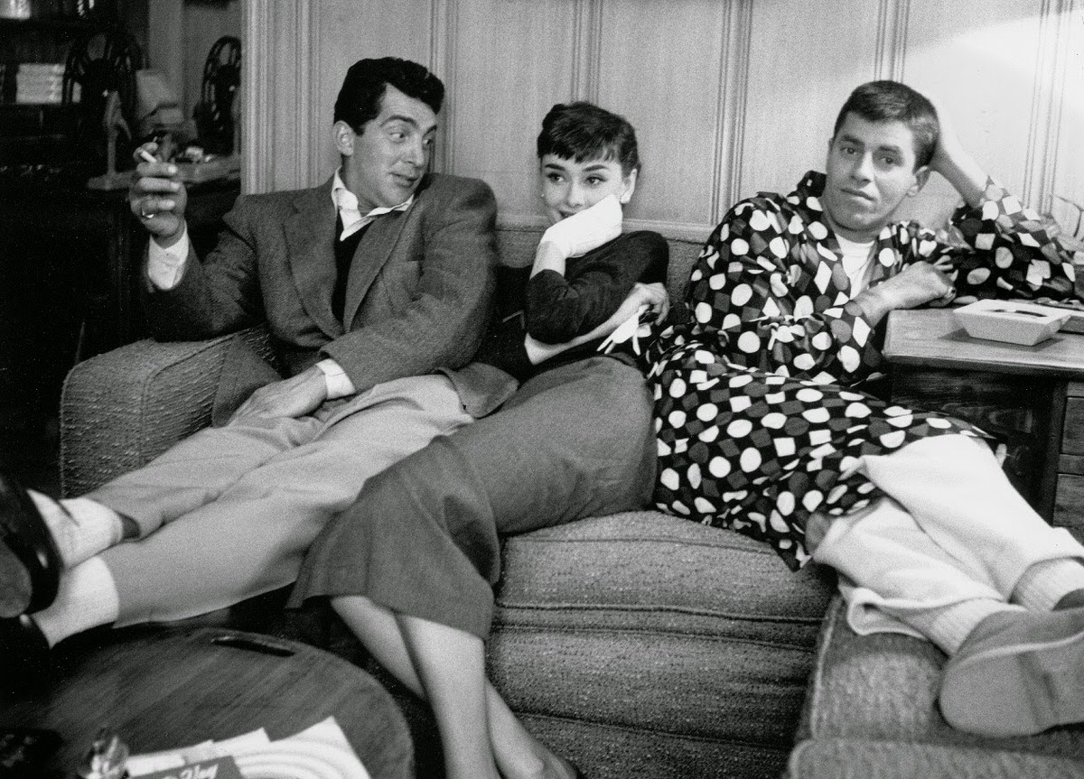 Audrey Hepburn Hangs Out With Dean Martin And Jerry Lewis At Paramount Studios, 1953.