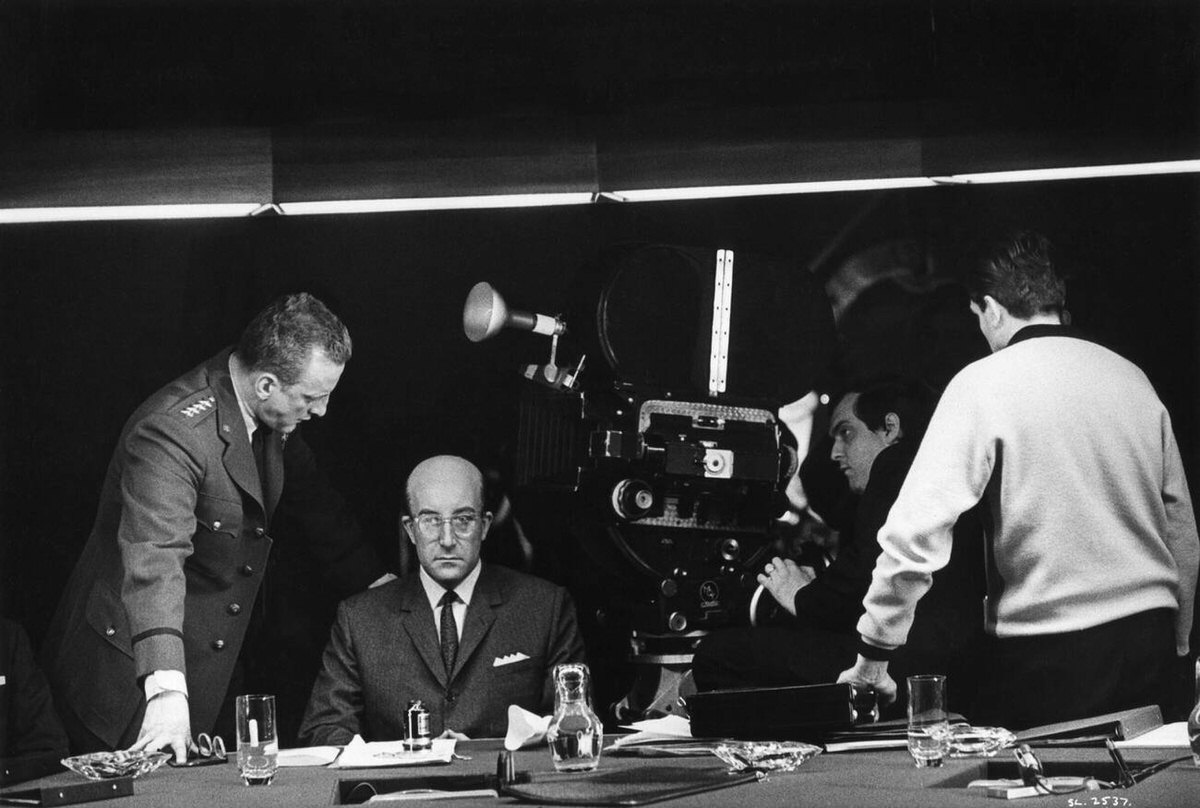 George C. Scott, Peter Sellers, And Stanley Kubrick On Set, Dr. Strangelove, 1964