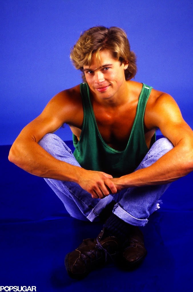 Vintage 1987 Studio Photos Of Brad Pitt In Neck Tank Tops