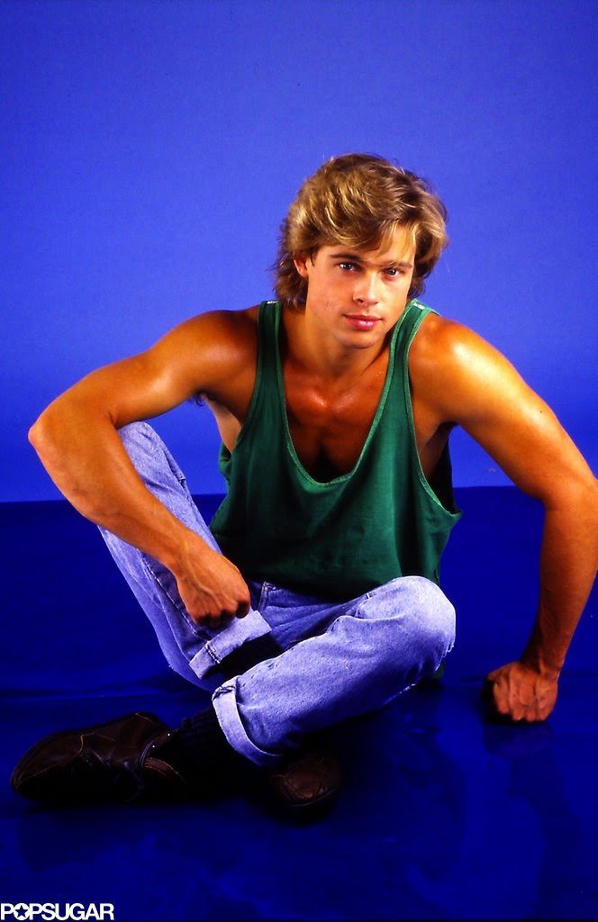 Vintage 1987 Studio Photos Of Brad Pitt In Neck Tank Tops