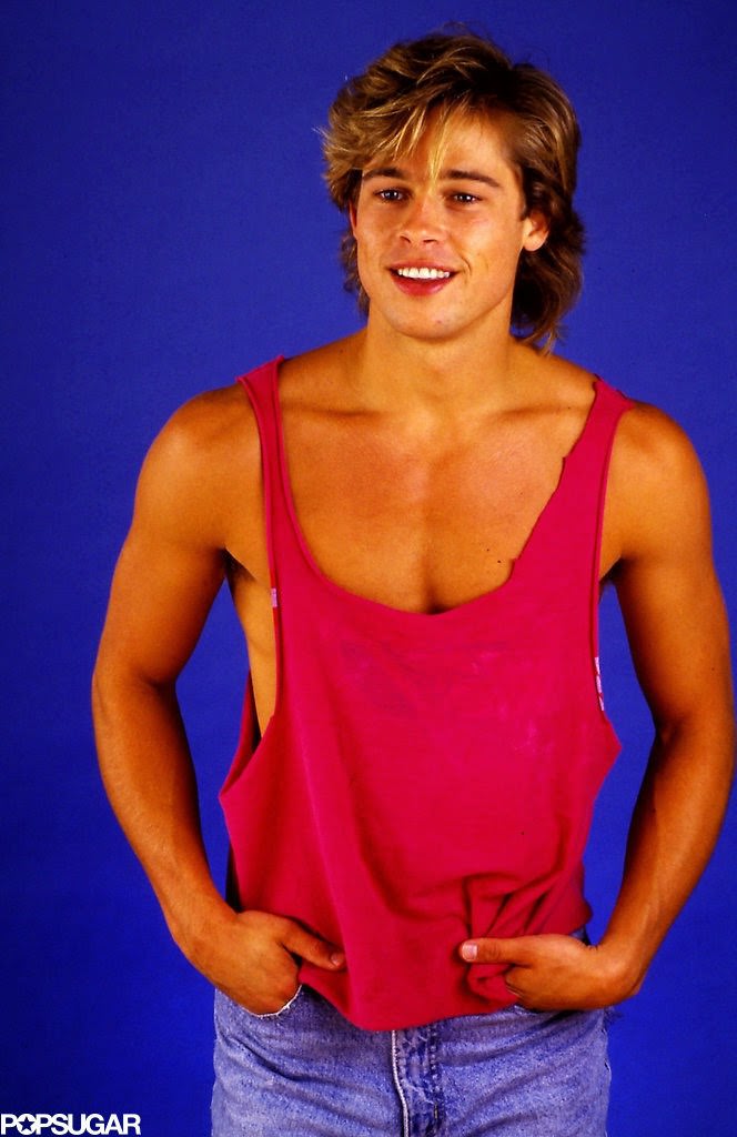 Vintage 1987 Studio Photos Of Brad Pitt In Neck Tank Tops