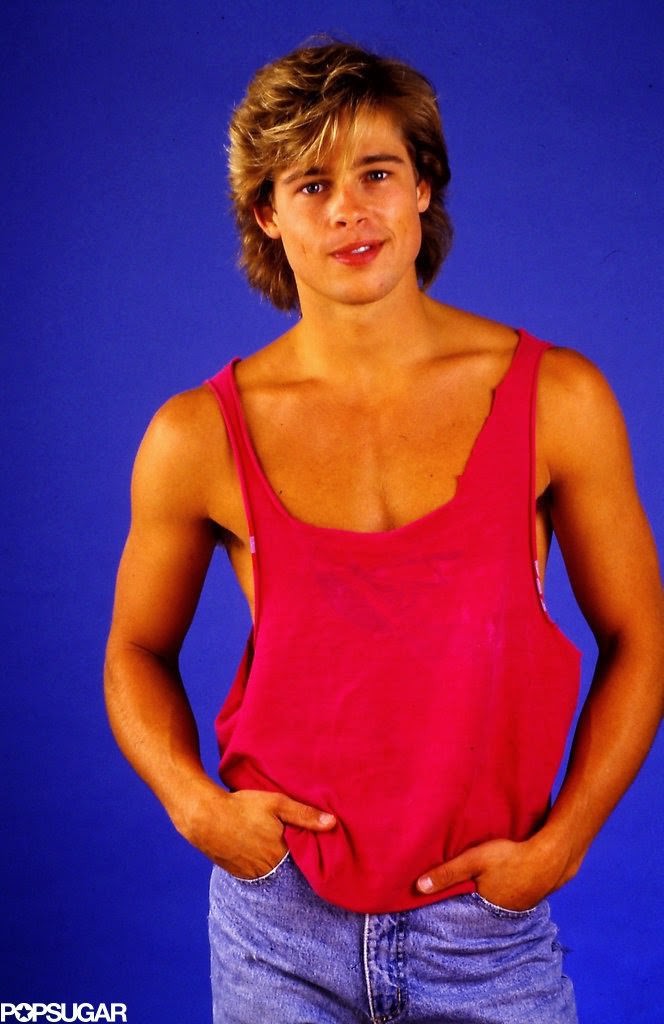 Vintage 1987 Studio Photos Of Brad Pitt In Neck Tank Tops