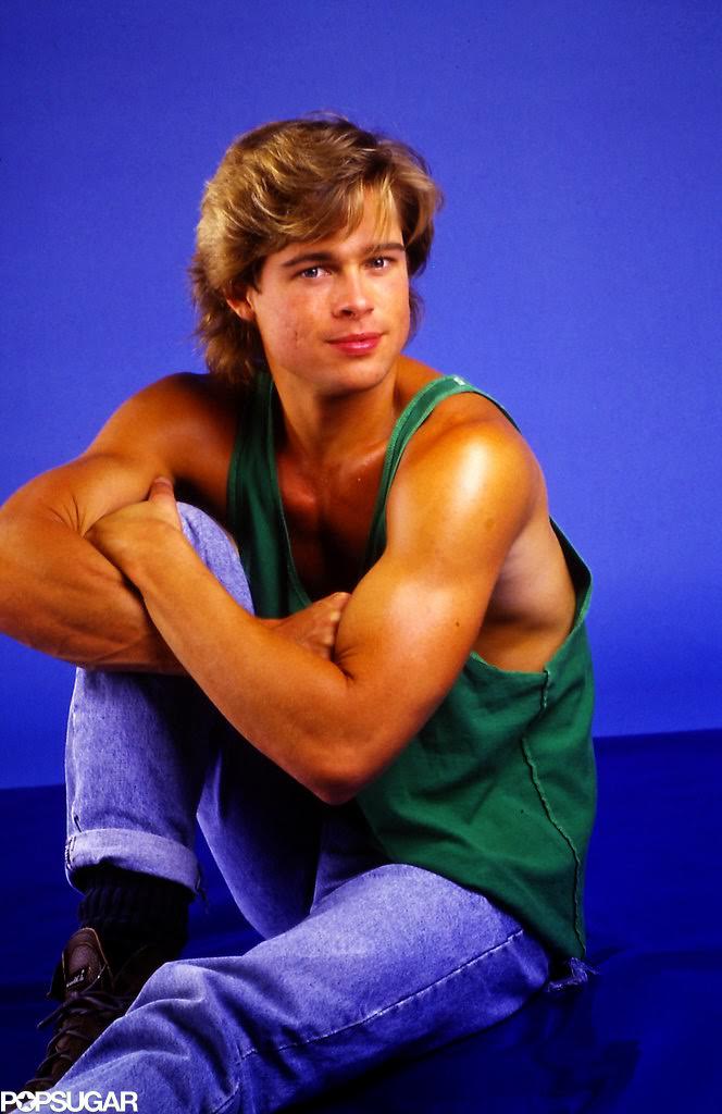 Vintage 1987 Studio Photos Of Brad Pitt In Neck Tank Tops
