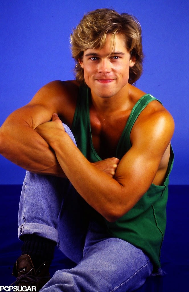 Vintage 1987 Studio Photos Of Brad Pitt In Neck Tank Tops