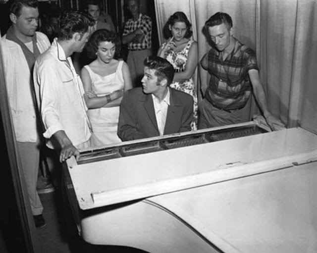 Elvis Presley Back Stage At The Piano, Jacksonville, August, 1956.