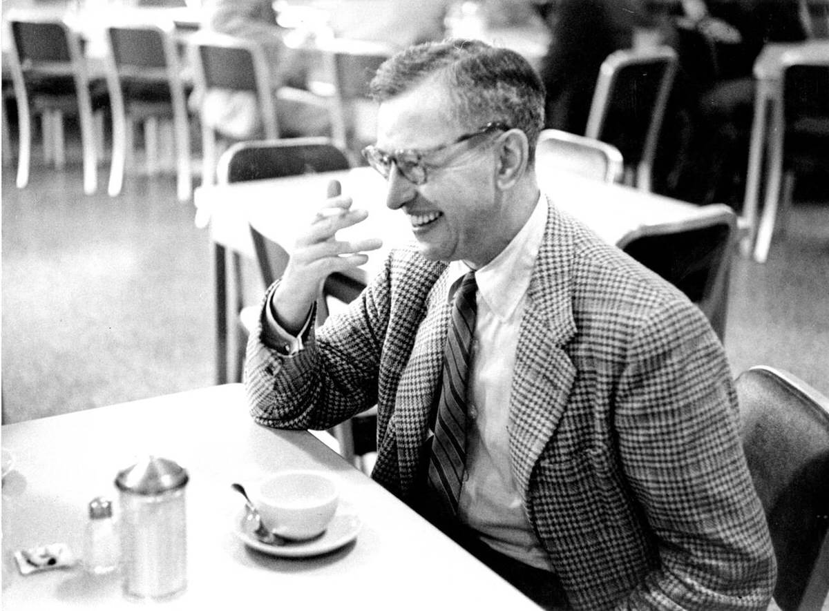 Professor Thomas Ira Cook Laughing At A Diner Table In Baltimore, 1956