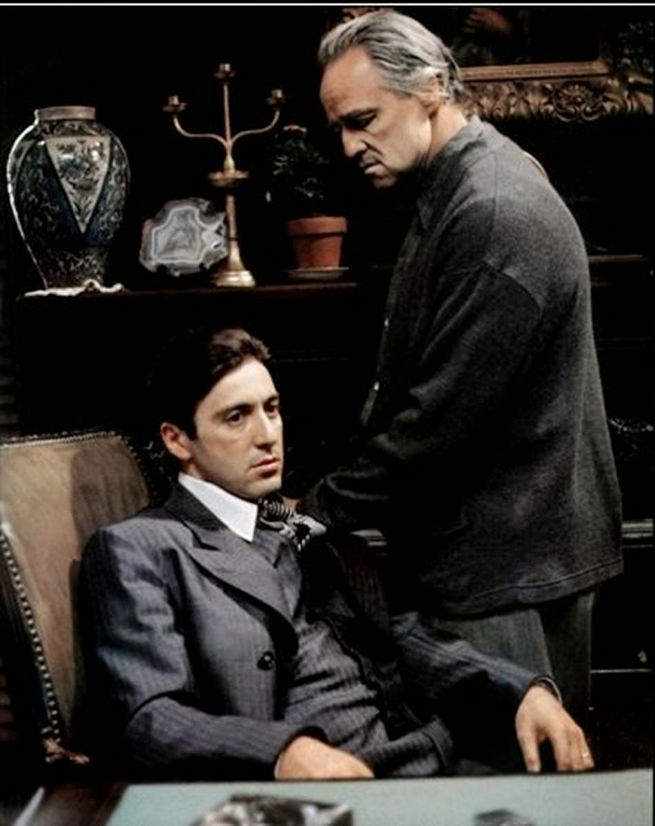 Marlon Brando And Al Pacino On Set Of The Godfather.