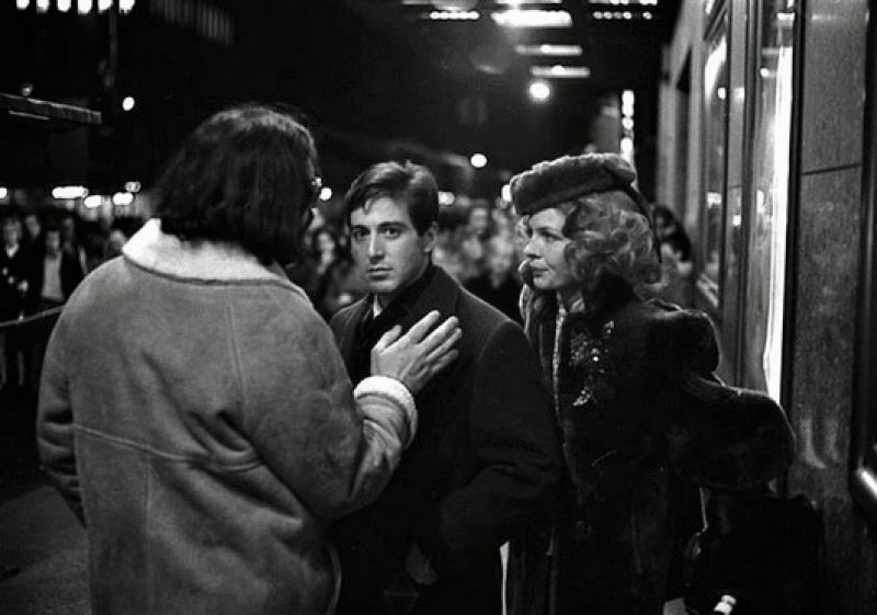 Francis Ford Coppola, Al Pacino, And Diane Keaton Filming The Godfather In New York City.