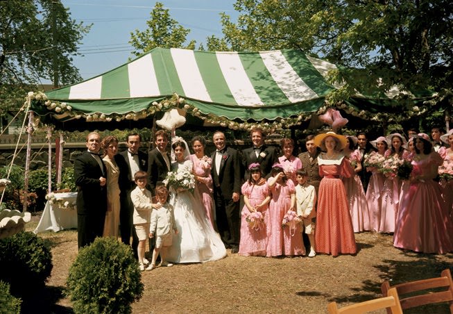 The Relaxed Cast Gets Positioned For Pictures Of Connie Corleone’s Wedding Party. Notice That Brando And Caan, At Center, Are Out Of Character And Robert Duvall, Far Left, Is Mugging.