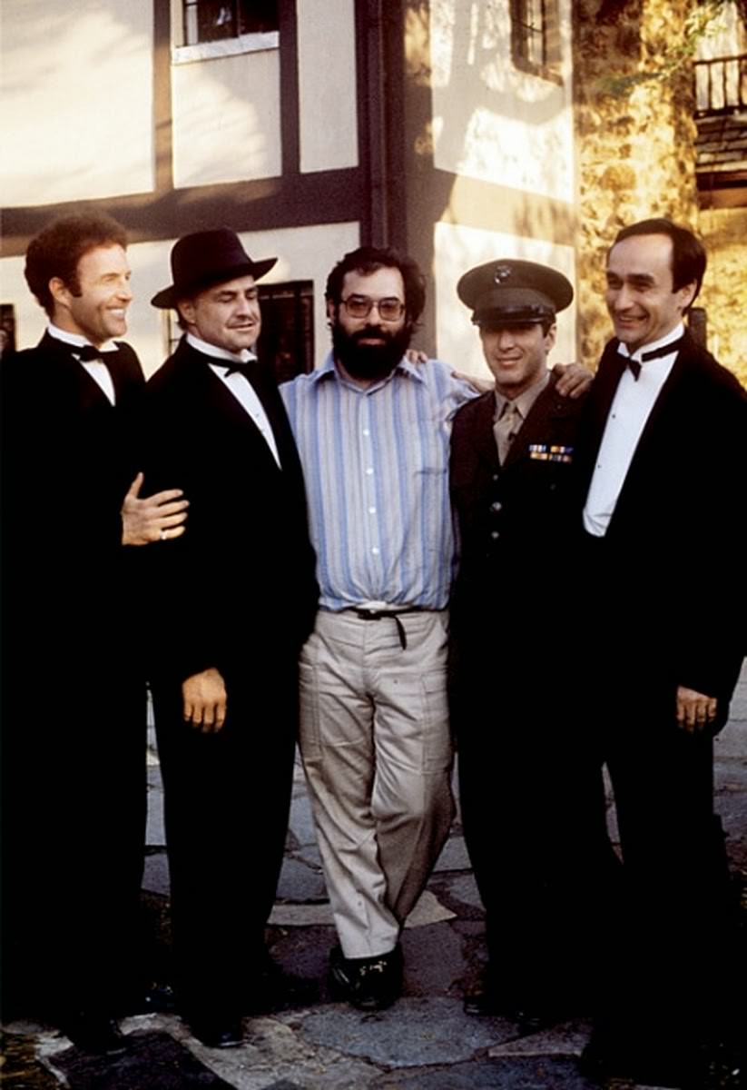 Coppola, Center, With Cast Members James Caan, Brando, Al Pacino, And John Cazale.