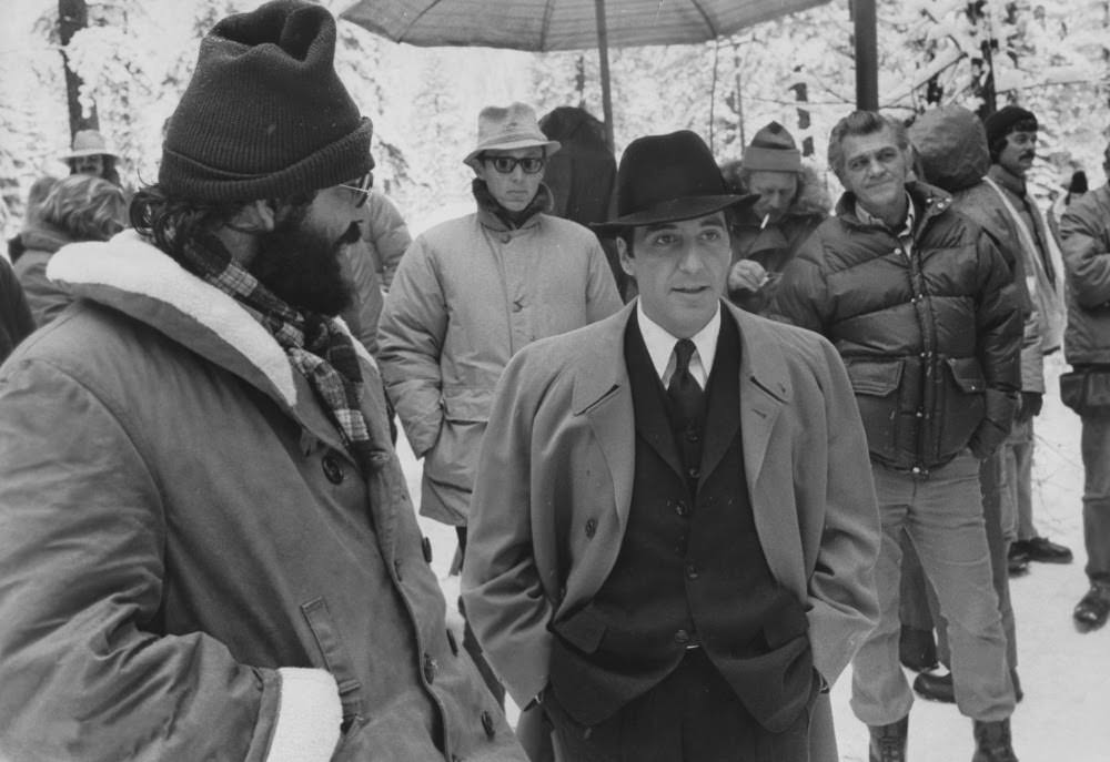 Coppola And Pacino Feel The Cold Of Lake Tahoe, Nevada, Where Michael Corleone Keeps A Lakeside Compound.