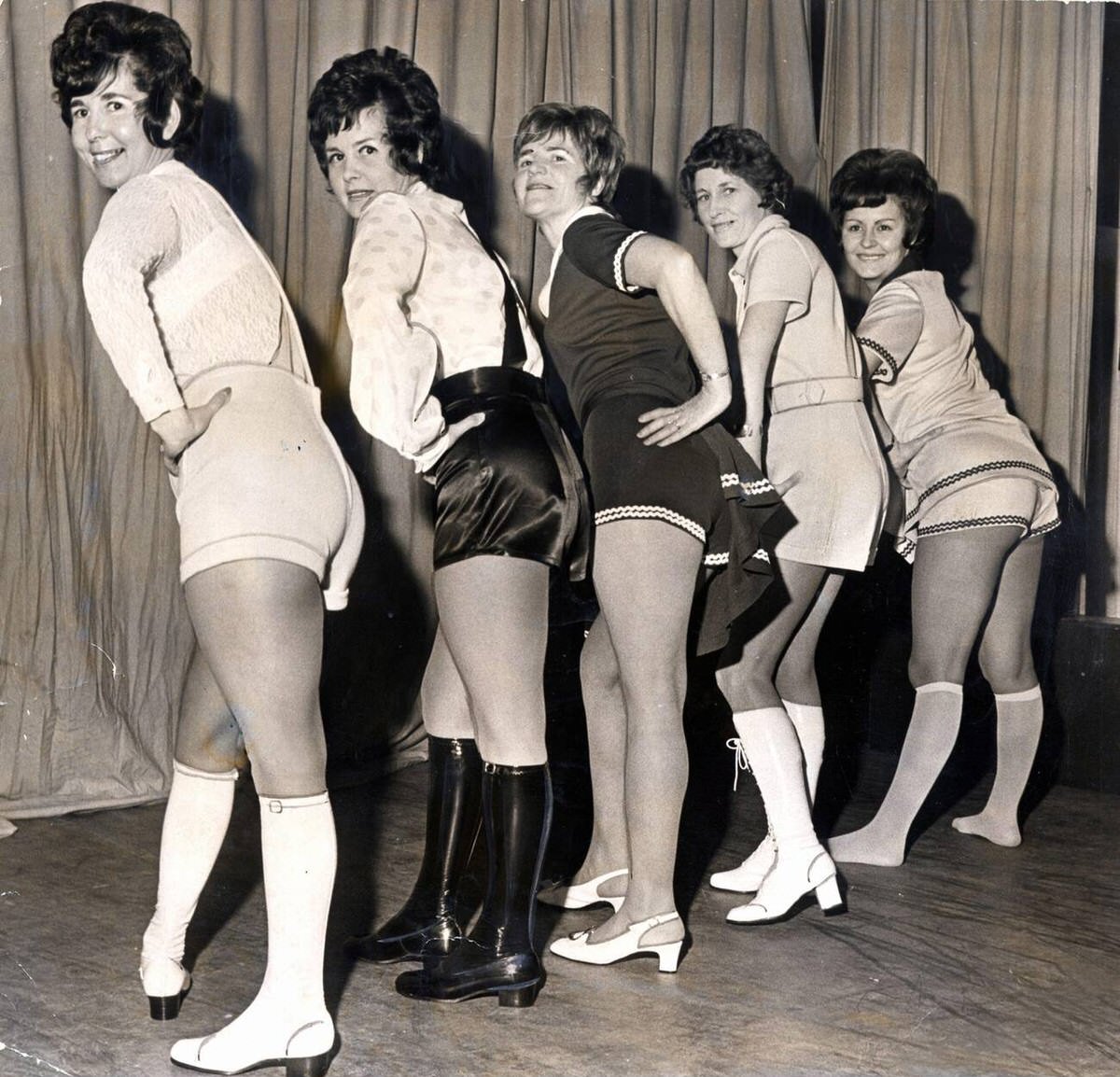 Glenys Williams, Eirwen Thomas, Elsie Harding, Peggy Williams, And June Taylor Wearing Hotpant At A Fashion Show In Caerphilly, 1971