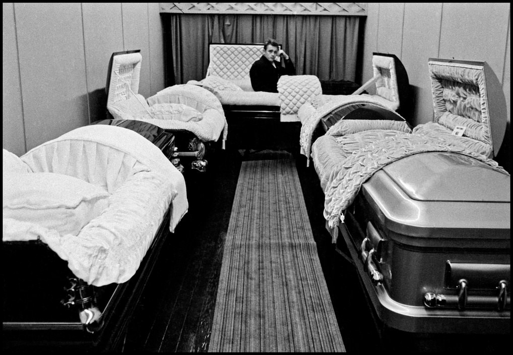 Rare Photos Of James Dean With A Coffin In 1955, Seven Months Before He Died