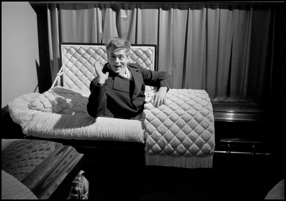 Rare Photos Of James Dean With A Coffin In 1955, Seven Months Before He Died