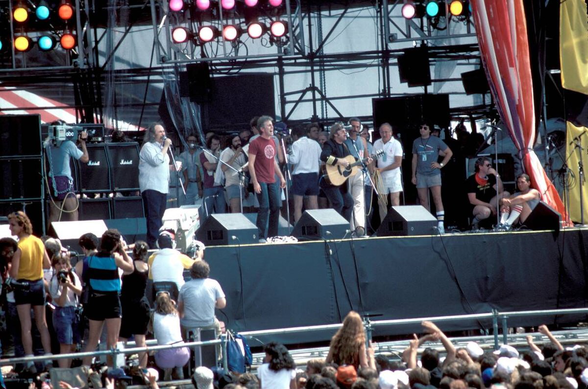 Crosby, Stills And Nash Performing At Live Aid In Philadelphia, 1985