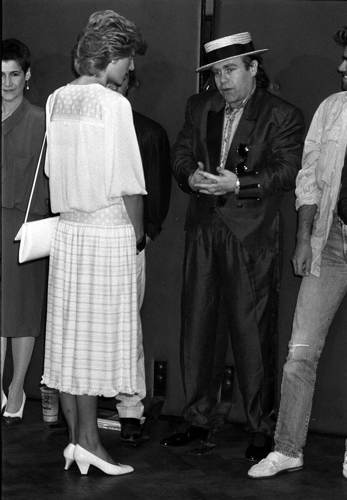 Princess Diana And Elton John At The Live Aid Concert At Wembley Stadium, 1985