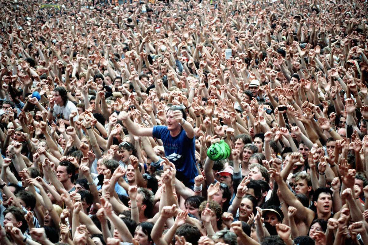 Crowds At Wembley Stadium For The Live Aid Concert, 1985