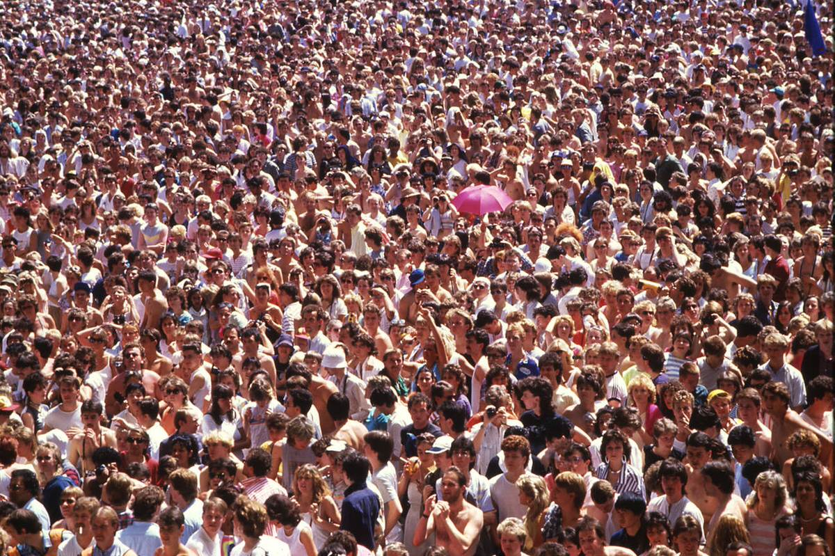 Live Aid Crowd At Wembley Stadium, 1985