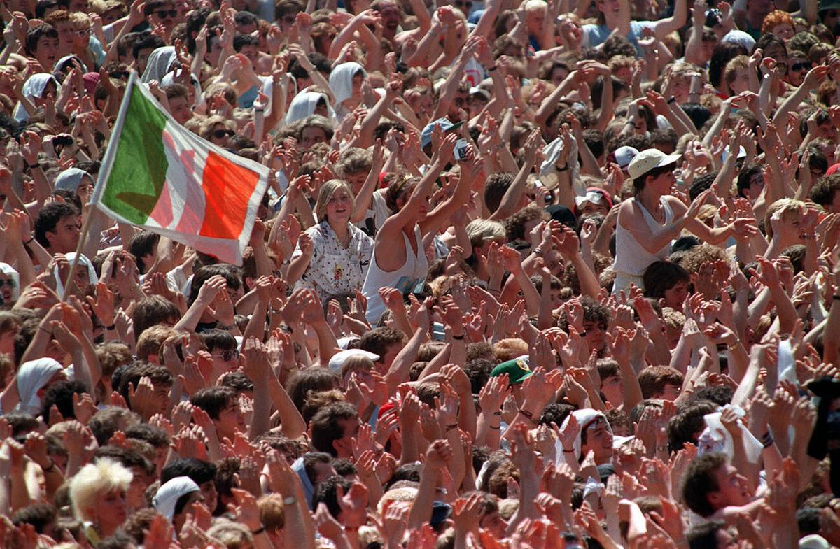 Crowds At The Live Aid Concert At Wembley, 1985